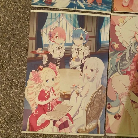 Lot of 6 Anime Manga Video Games Waifu Mascot 12"x8" Canvas Scroll Art Wall Deco - Picture 5 of 7